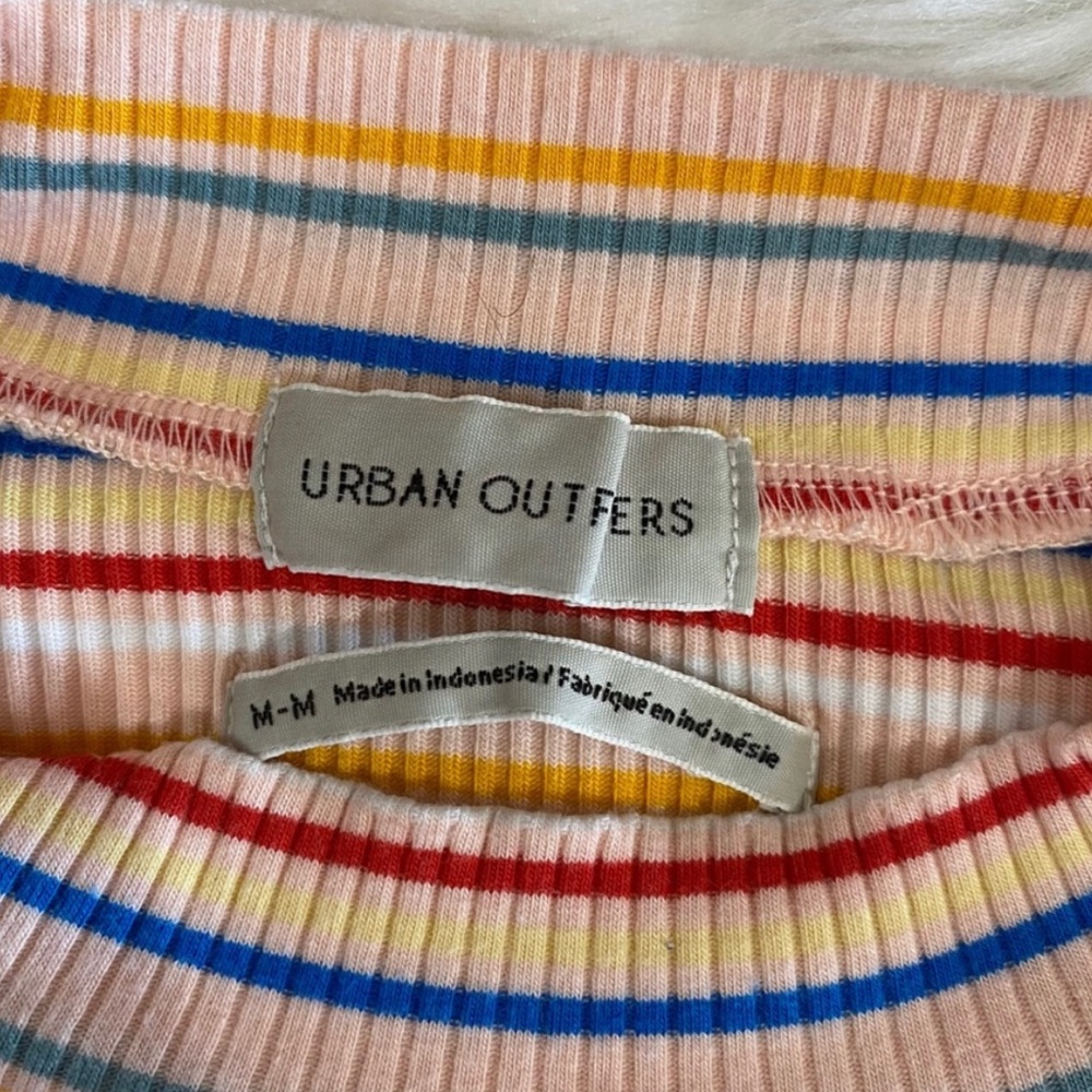 UO Zola Striped Mock Neck Rose Top - Picture 7 of 7